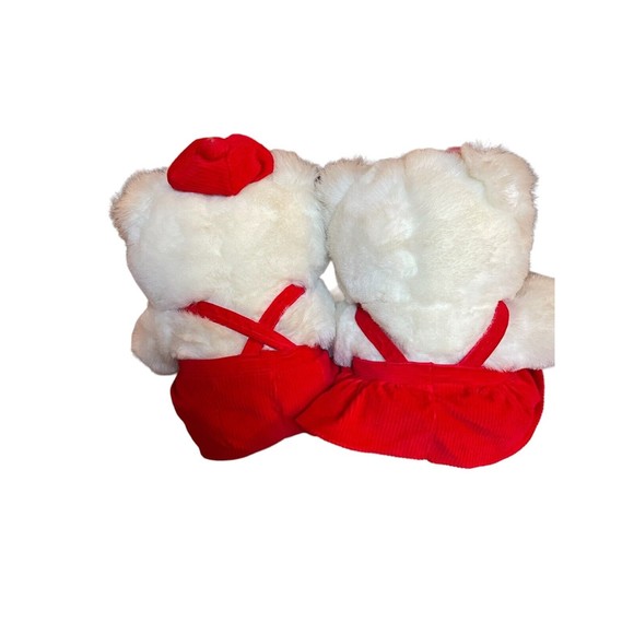 VTG Christmas White Teddy Bears - Holly and Barry Stuffed Plush Animal Toys Rare - Picture 4 of 5